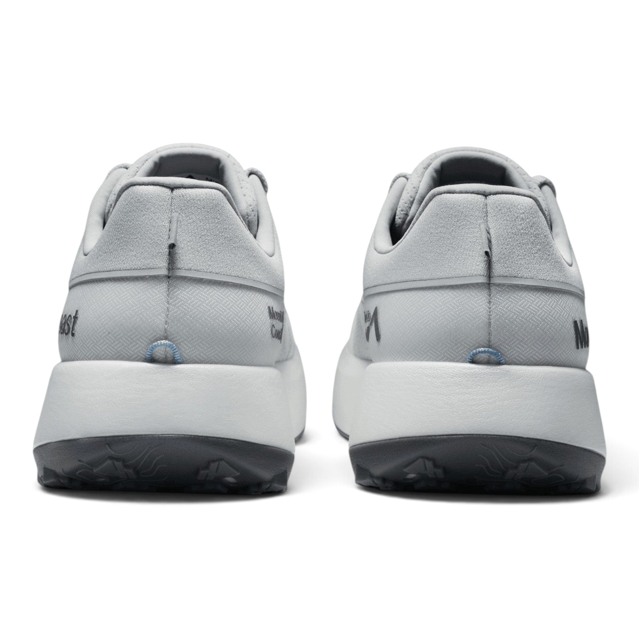 Endurance Edge H1 grey road-to-trail running shoes, rear view showing durable VersaGrip outsole and textured upper.