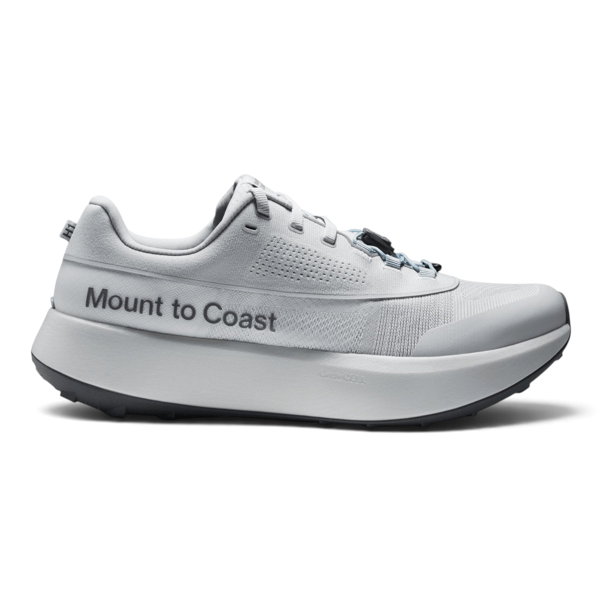 Endurance Edge Mount to Coast H1 light grey road-to-trail running shoe with CircleCELL midsole and dual lacing system