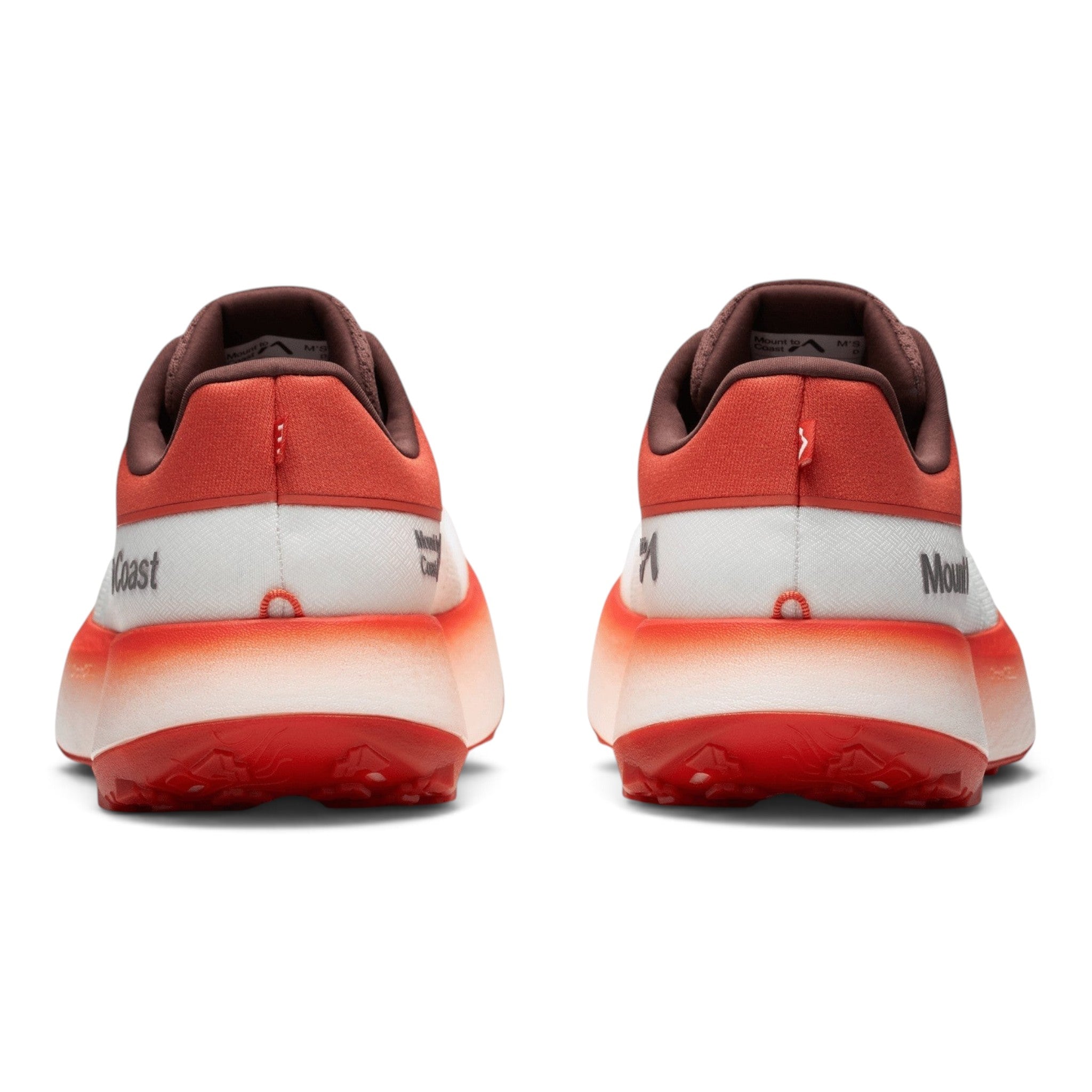 Endurance Edge H1 womens road-to-trail running shoes in red and white, showing the rear view of the cushioned midsole.