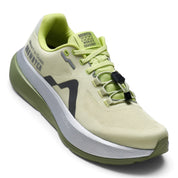 Endurance Edge Mount to Coast C135 women's running shoe in lime green with breathable mesh and dual lacing system.