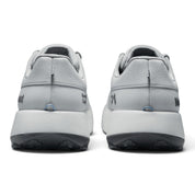Endurance Edge Mount to Coast H1 women's grey road-to-trail running shoes, rear view showing the durable outsole.