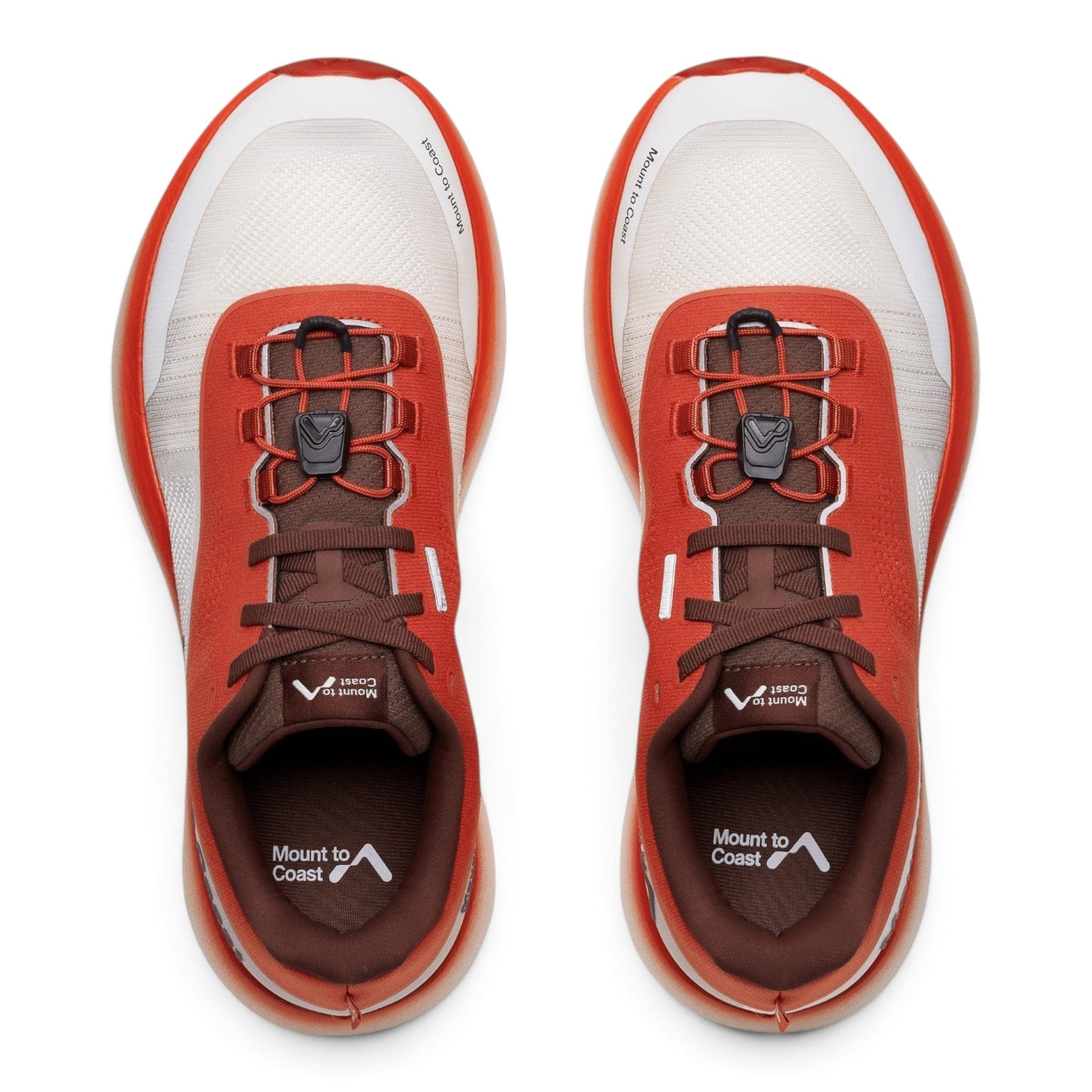 Endurance Edge Mount to Coast H1 road-to-trail running shoes in white and orange with dual lacing and durable outsole