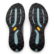 Endurance Edge T1 men's trail running shoes with black Vibram Megagrip outsole and light blue accents.